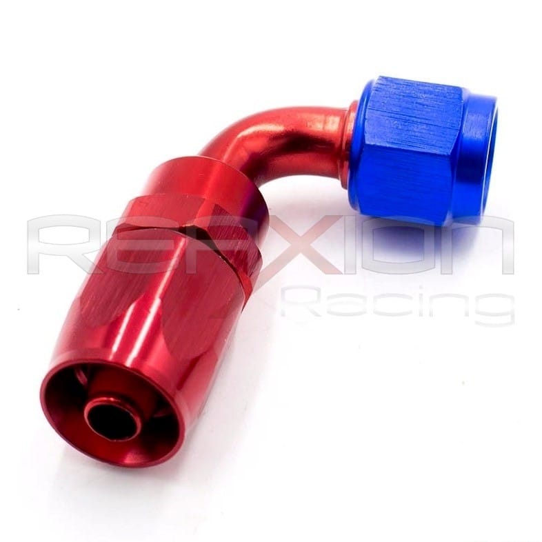 AN6 90 Degree Aluminum Fitting | Dash 6 9/16-18 UNF Swivel Connector | For Oil, Fuel, Water Lines | Black/Red Anodized