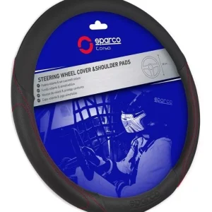 CUBRE VOLANTE SPARCO NEGRO/COST. ROJA