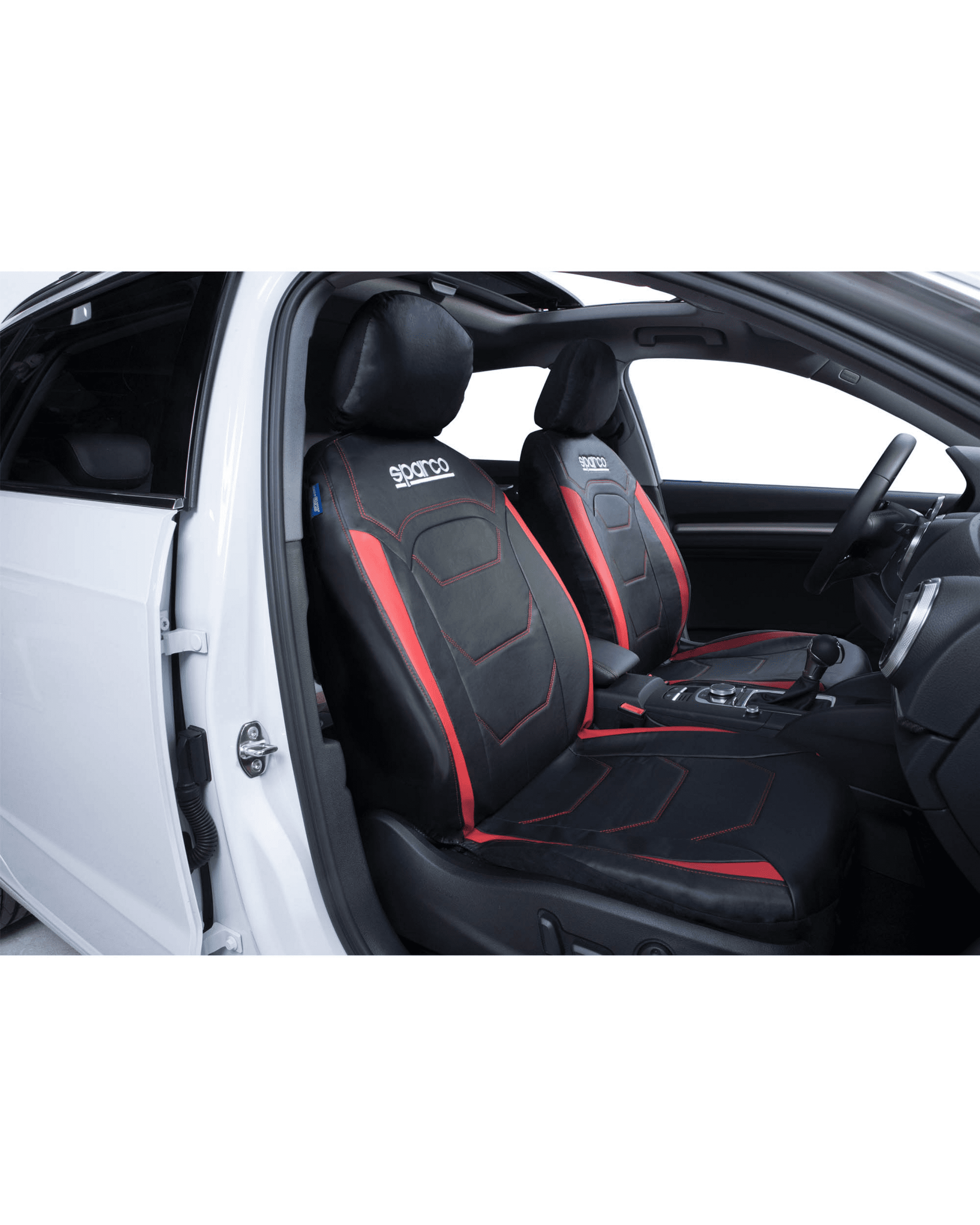 CUBRE ASIENTO SPARCO FRANJAS ROJAS TELA ORIGINAL - Imagen 2
