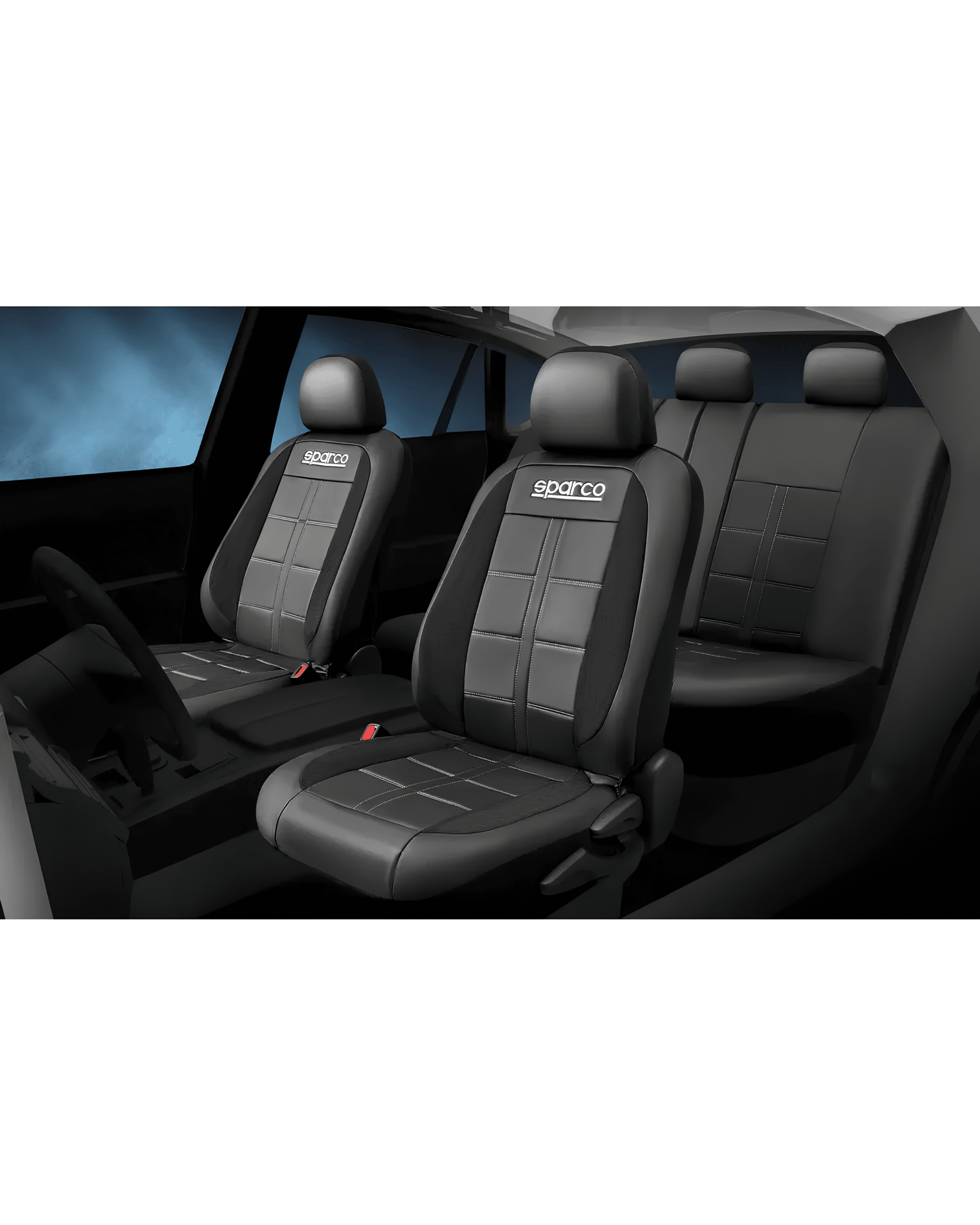 CUBRE ASIENTO SPARCO ECOCUERO FULL BLACK ORIGINAL - Imagen 2