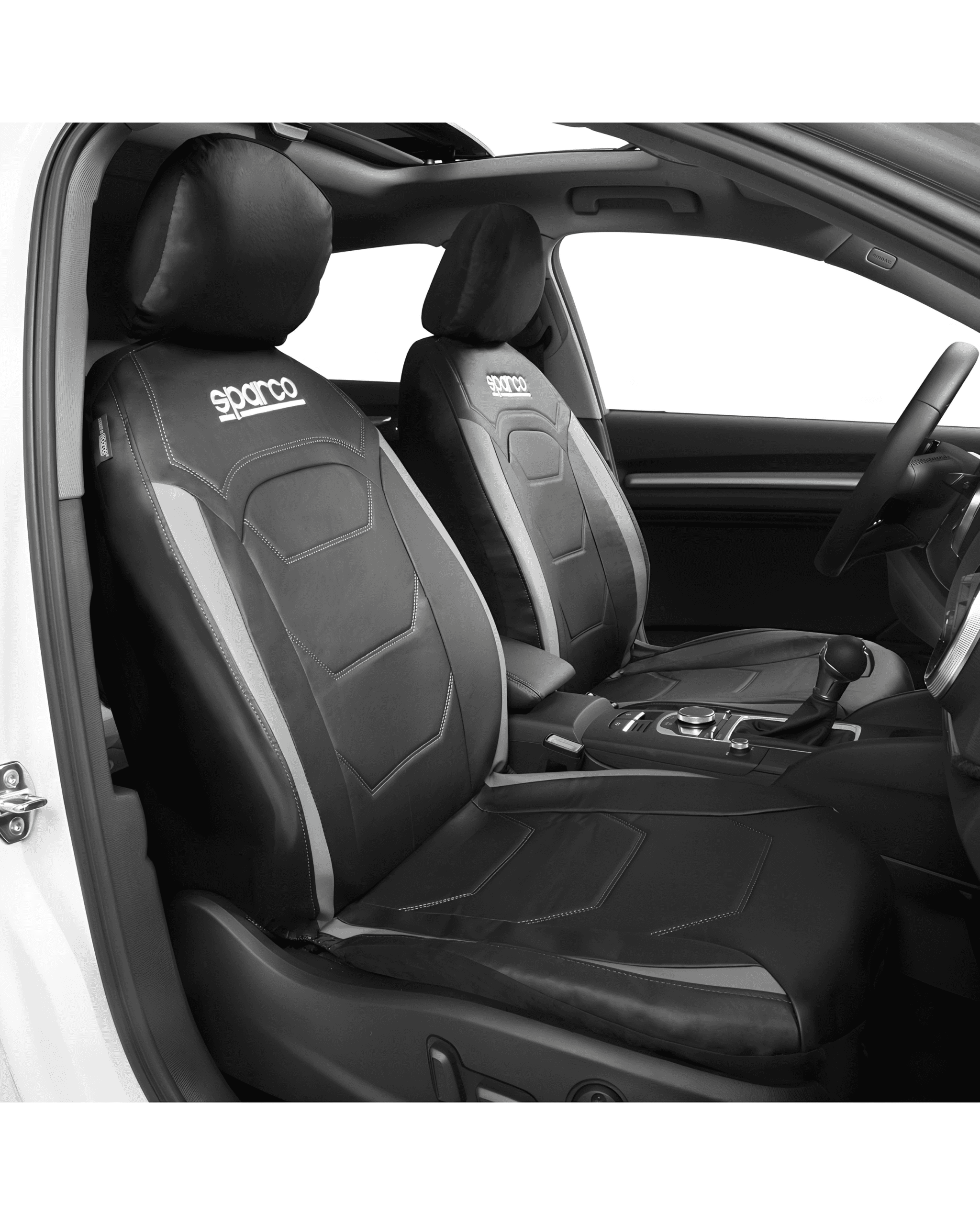 CUBRE ASIENTO SPARCO FRANJAS GRISES TELA ORIGINAL - Imagen 2