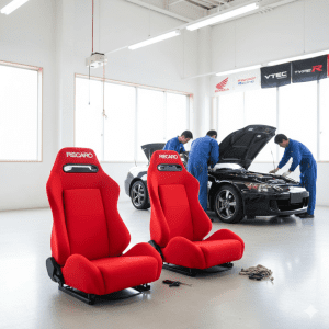 Butacas Italy Tela Roja Logo Grande Reclinables Par