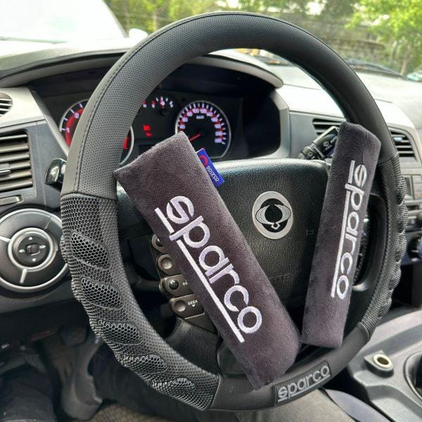 Cubre Volante + Cubre Cinturón Negro Sparco