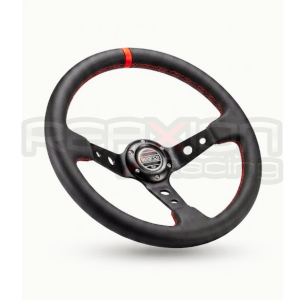 Volante Sparco De Cuero Cóncavo Línea Roja