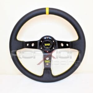 Volante OMP Cuero Línea Amarilla Cóncavo