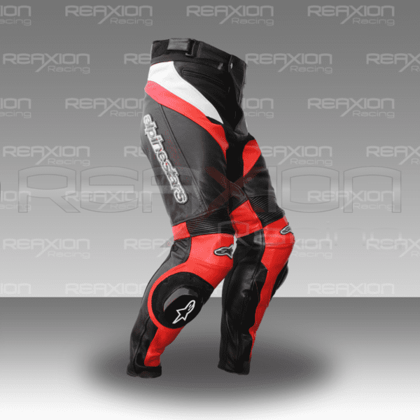 Pantalones de Cuero Para Moto Negro/Rojo/Blanco