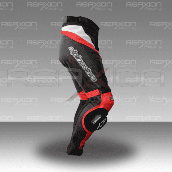 Pantalones de Cuero Para Moto Negro/Rojo/Blanco - Imagen 2