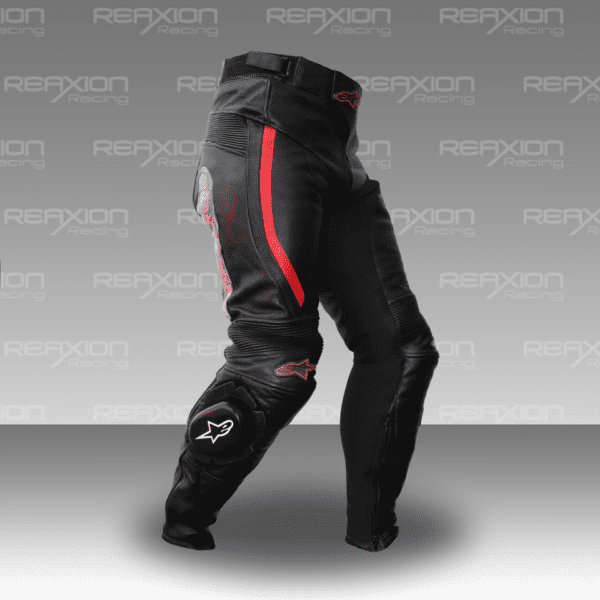 Pantalones Logo Rojo de Cuero Para Moto