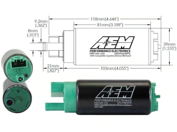 Bomba Bencina Interna AEM E85 340LPH 50-1200 - Imagen 2