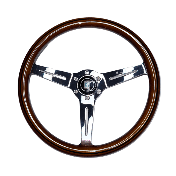 Volante Nardi Plano Madera Nogal Real Centro Cromado