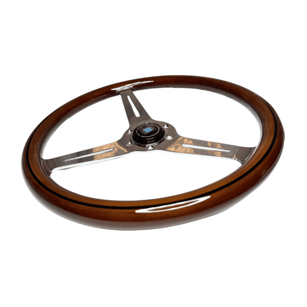 Volante Nardi Plano Madera Nogal Real Centro Cromado - Imagen 3