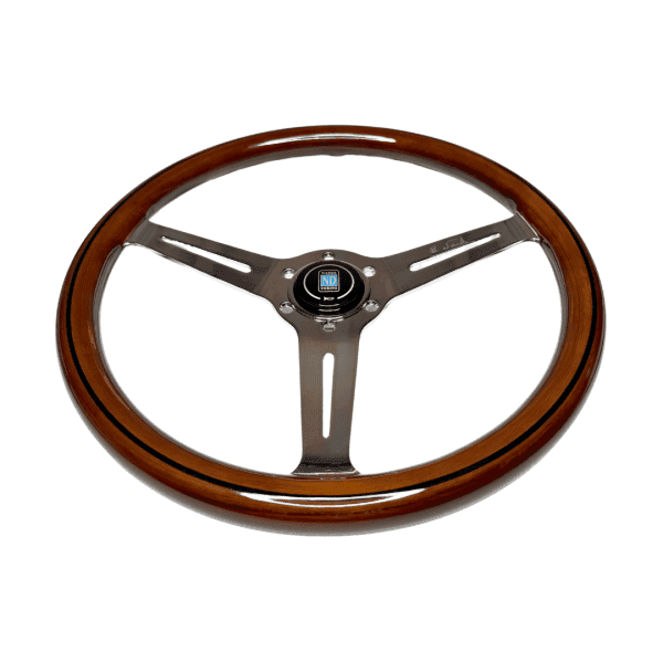 Volante Nardi Plano Madera Nogal Real Centro Cromado - Imagen 4