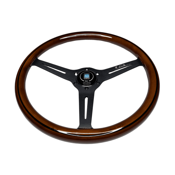 Volante Nardi Plano Madera Nogal Real Centro Negro - Imagen 2