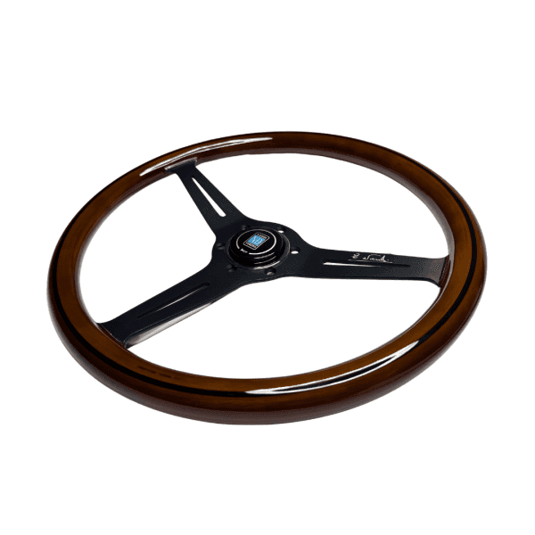 Volante Nardi Plano Madera Nogal Real Centro Negro - Imagen 3