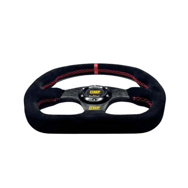 Volante OMP Tipo F1 Plano Gamuza Cost. Rojas - Imagen 2