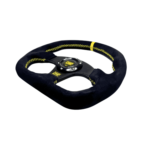 Volante OMP Tipo F1 Plano Gamuza Cost. Amarillas - Imagen 3
