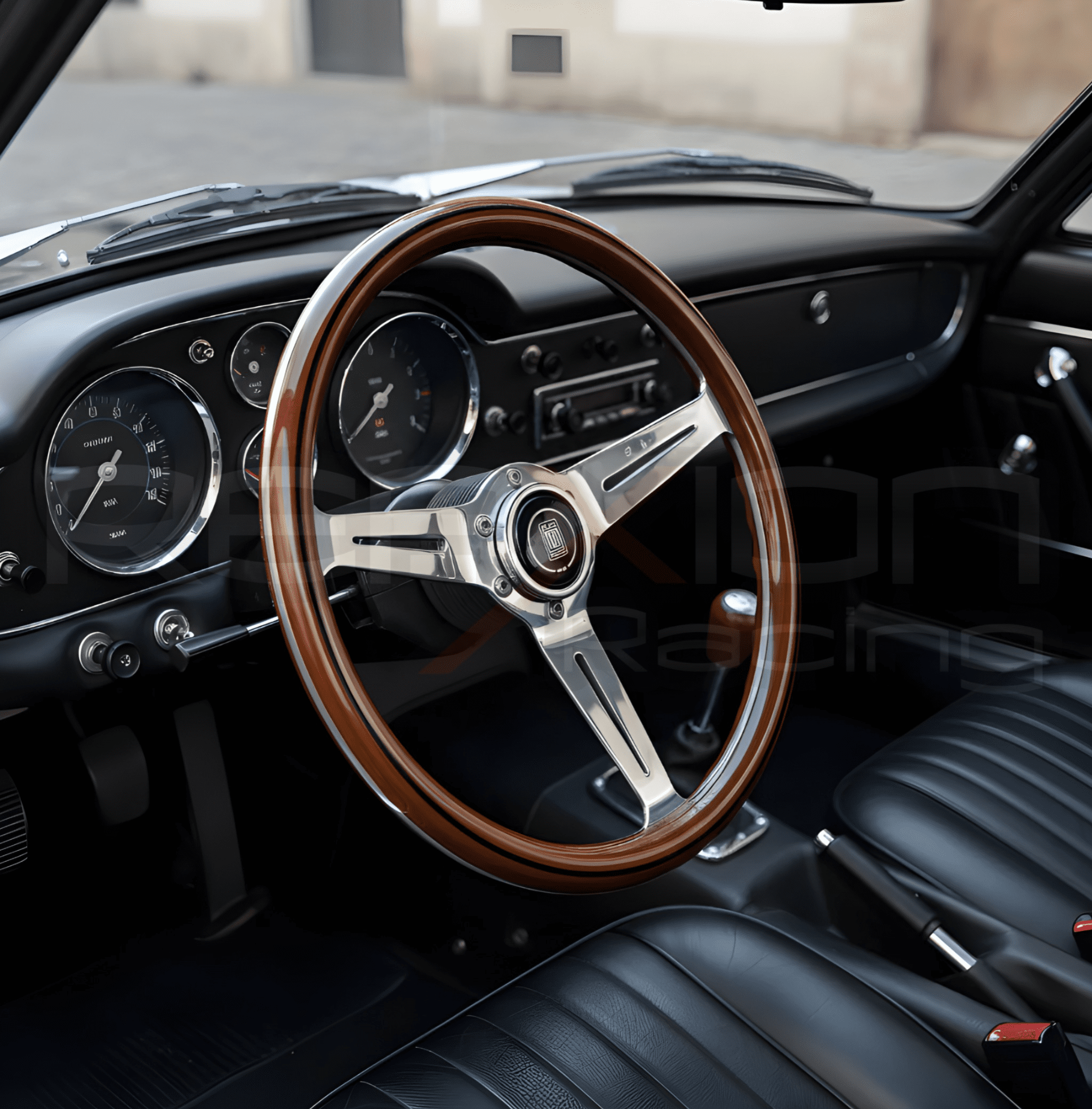 Volante Nardi Plano Madera Nogal Real Centro Cromado - Imagen 3