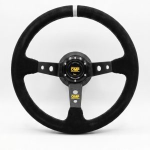 Volante Deportivo OMP Gamuza Costuras Grises Cóncavo