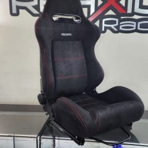 Par Butacas Recaro Italy Gamuza Negra Logo Blanco Reclinables