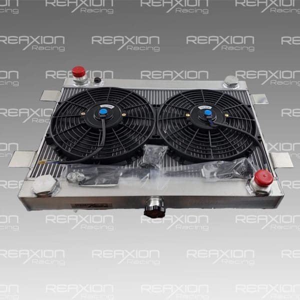 Radiador Aluminio UNIVERSAL 2 Cedas más 2 electro ventiladores de 12″ 80W con su kit de instalación
