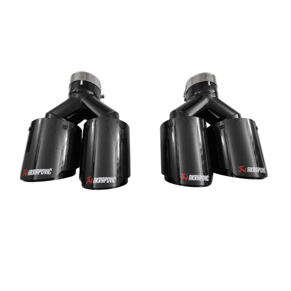 Cola De Escape Akrapovič Doble Carbono Brillante IN 2.5″ EX 3.75″ C/U - Imagen 2