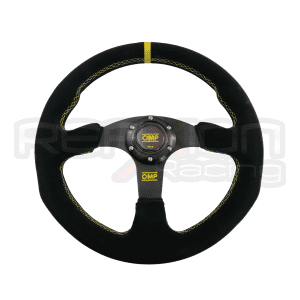 VOLANTE OMP GAMUZA COSTURAS AMARILLAS 350MM