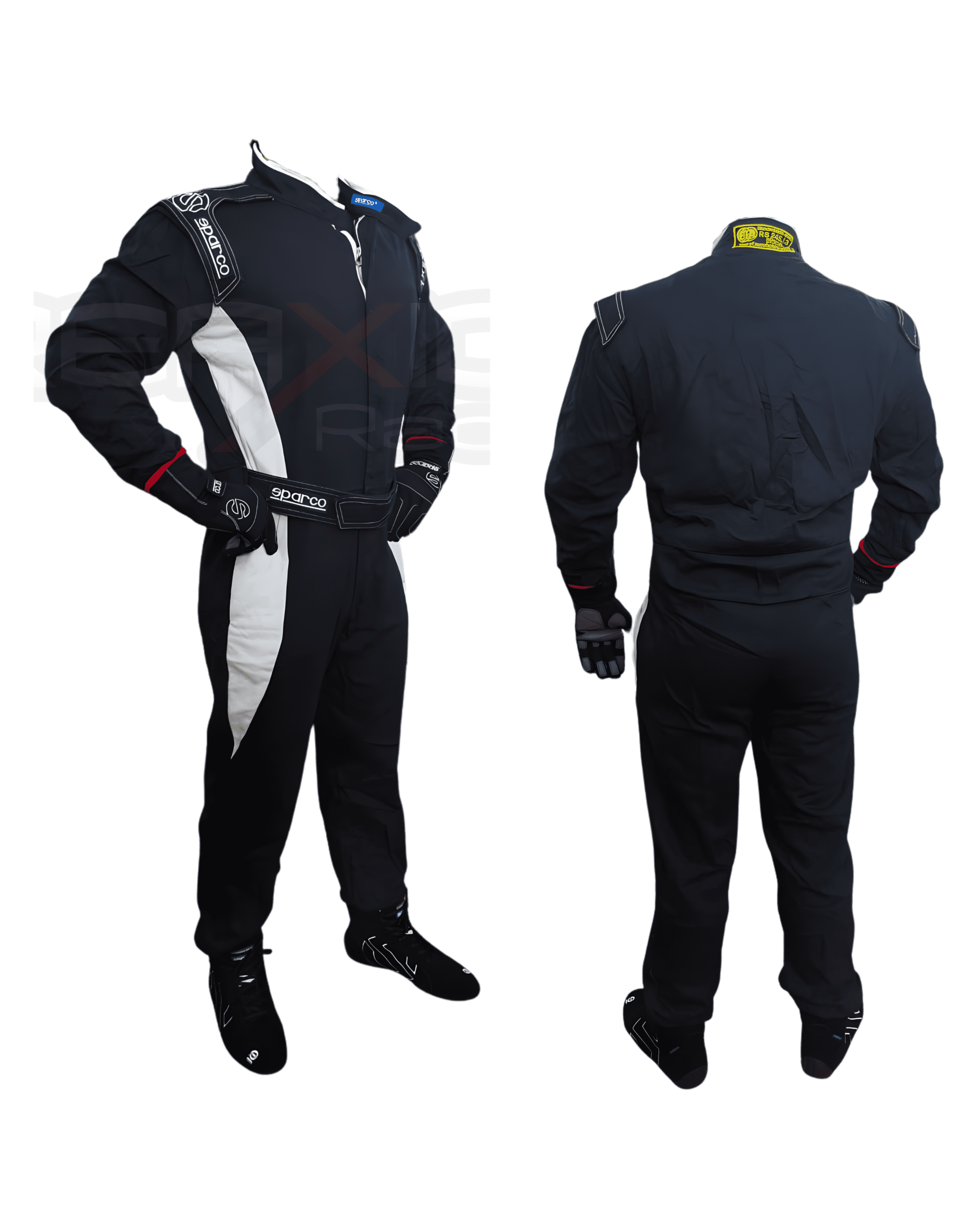 Buzo / Traje Piloto Sparco Ignífugo Negro/Blanco Unisex - Imagen 4
