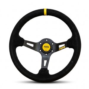 Volante Deportivo MOMO Gamuza Linea Amarilla
