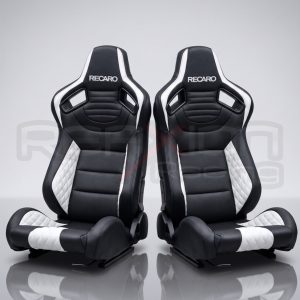PAR BUTACAS RECLINABLES RECARO ADVANCE CUERO NEGRO-BLANCO