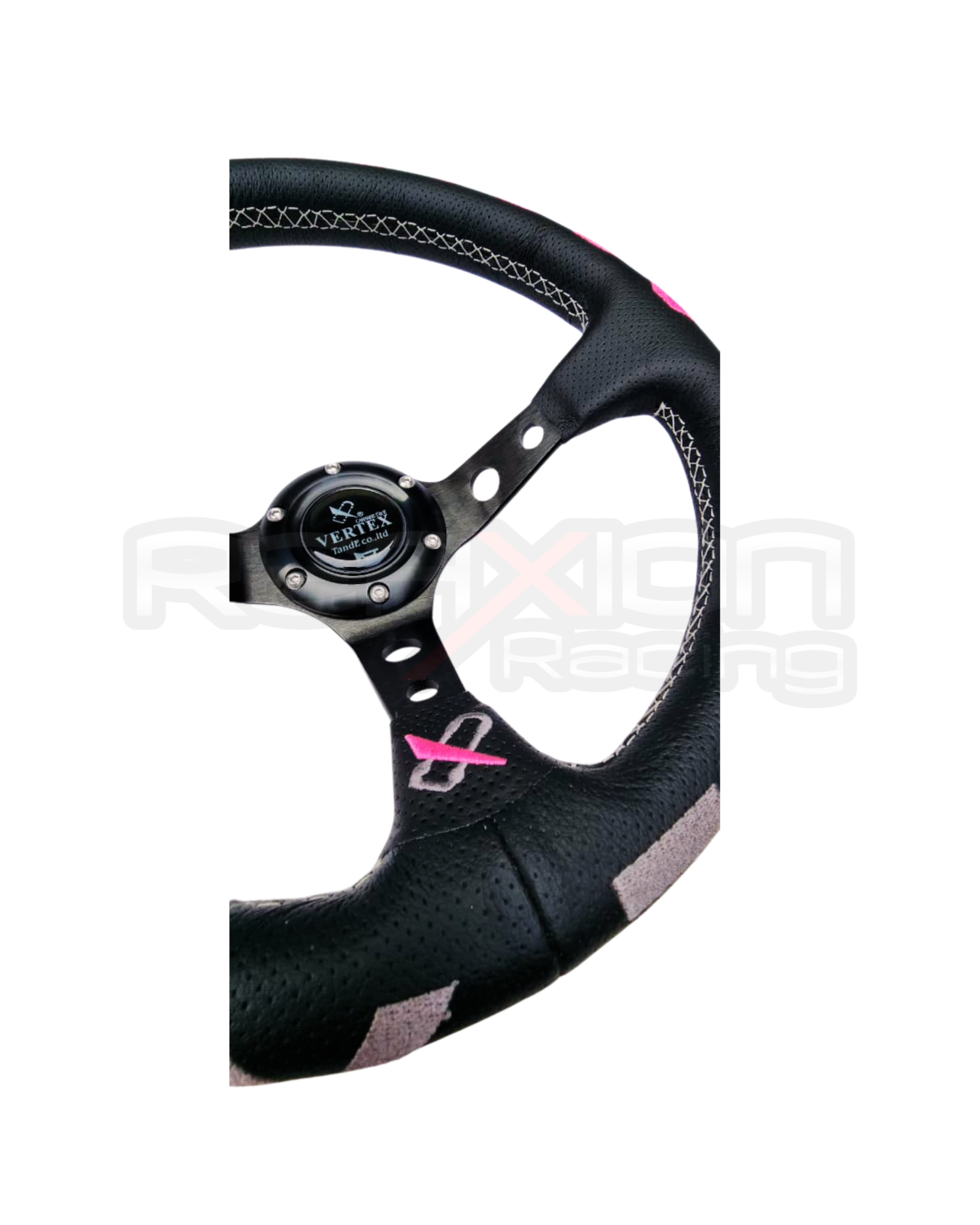 Volante Vertex Cuero Cóncavo Negro - Rosado - Imagen 2