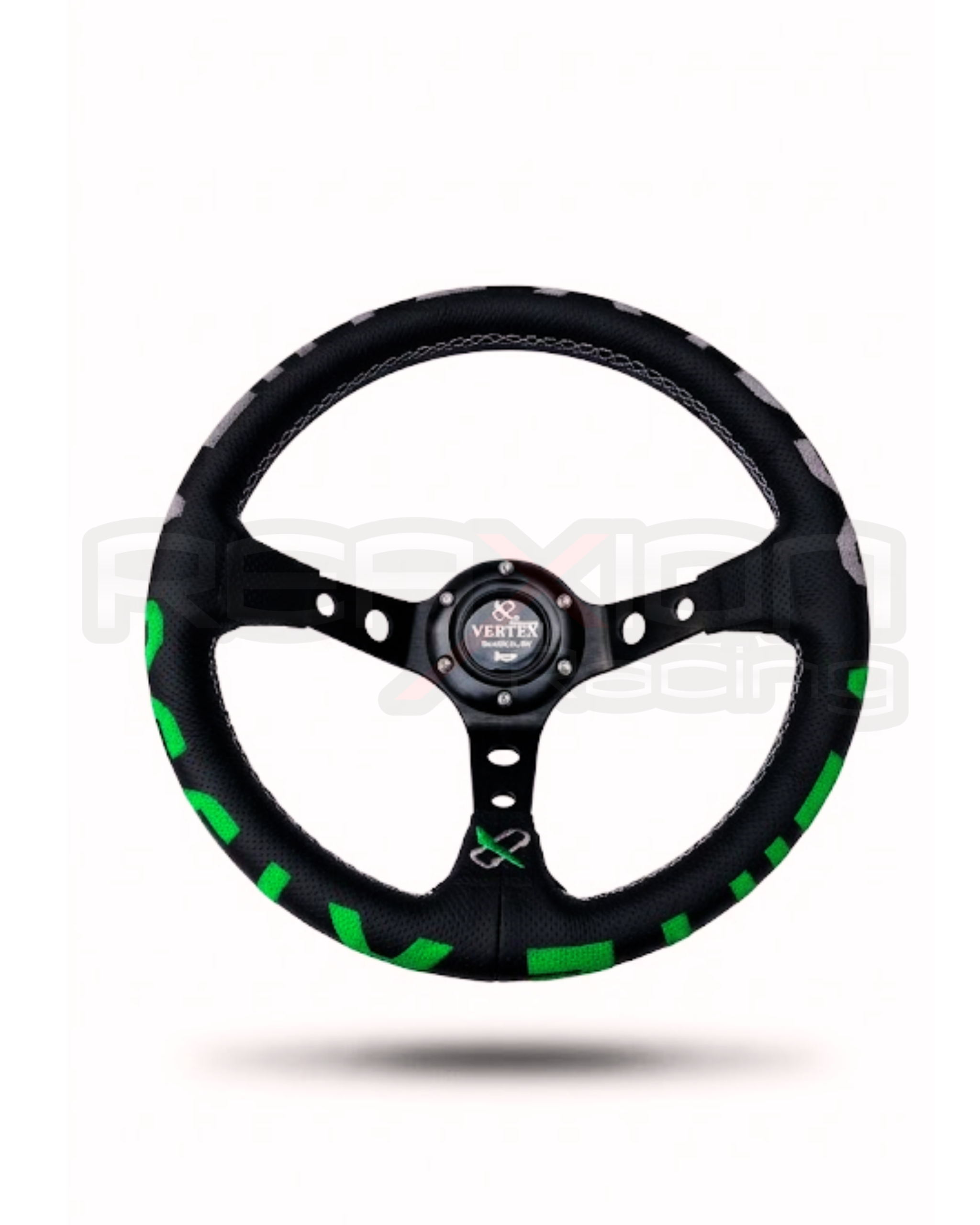 Volante Vertex Cuero Cóncavo Negro - Verde