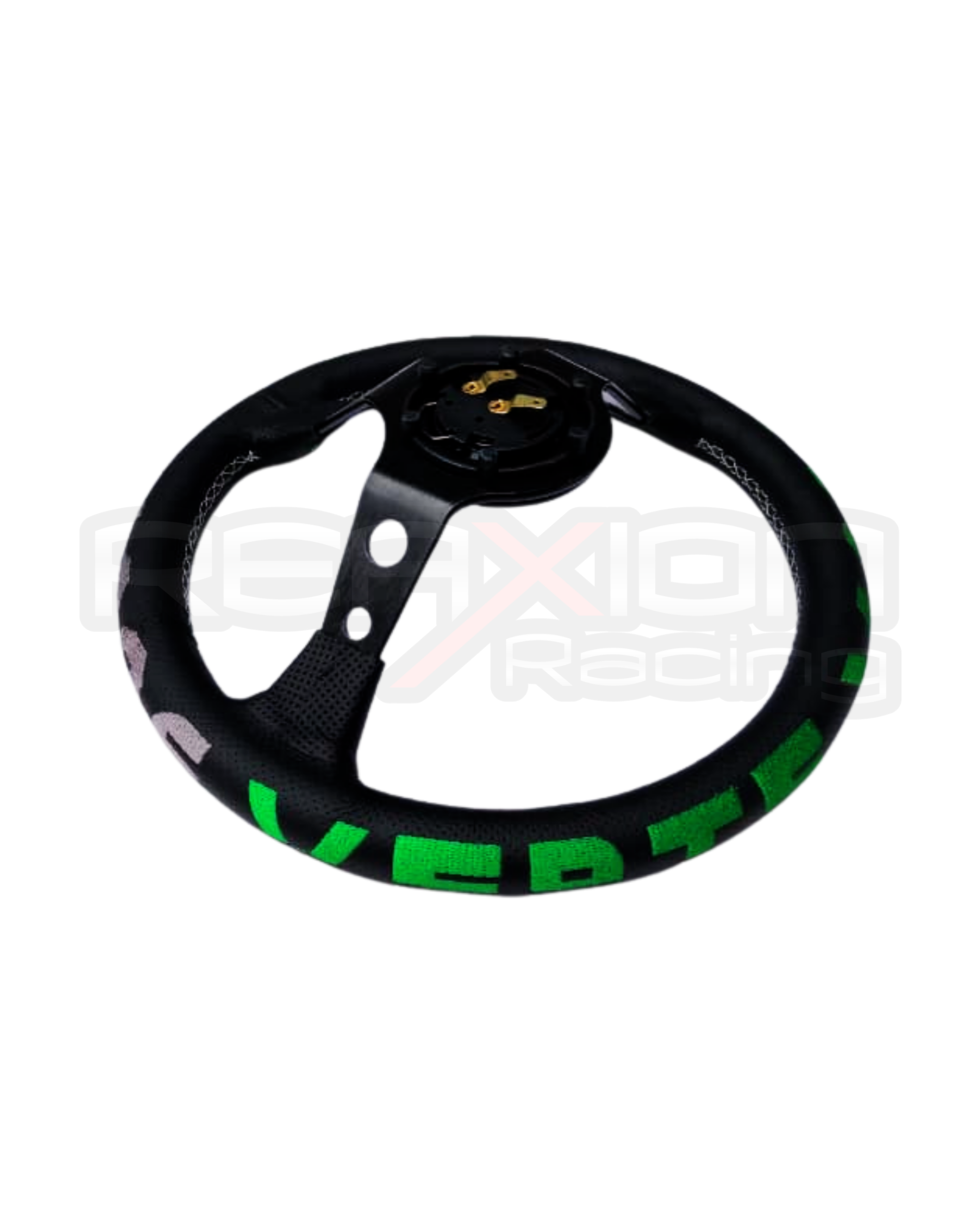 Volante Vertex Cuero Cóncavo Negro - Verde - Imagen 3