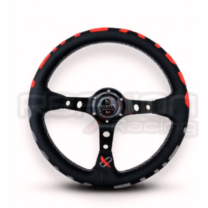 Volante Vertex Cuero Cóncavo Negro - Rojo
